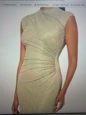 Betsy & Adam Gold Cap Sleeve Gown